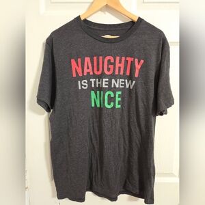 Holiday Time Dark Gray Graphic Tee - Naughty is the New Nice Size XL